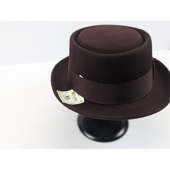 Bailey Jett Pork Pie Burgundy 100% Wool Hat Fedora Mens XL Bollman Company - Picture 7 of 13